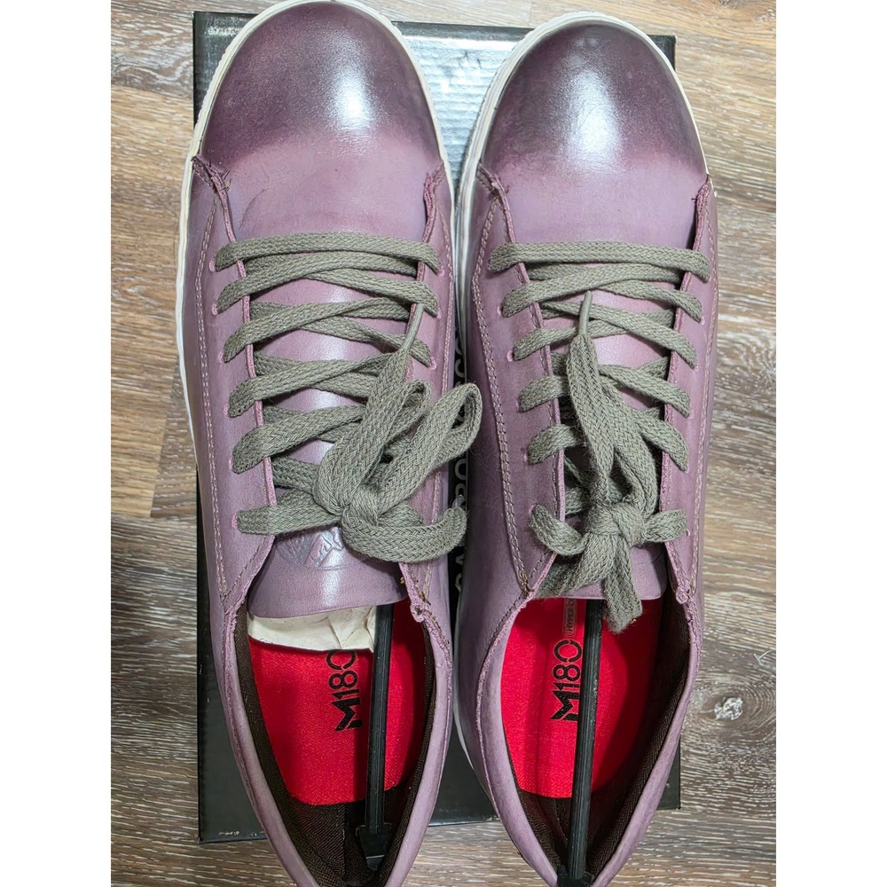 Sandro Moscoloni Hash Mens Leather Sneakers Purple Burnished Low Top Size 10 D